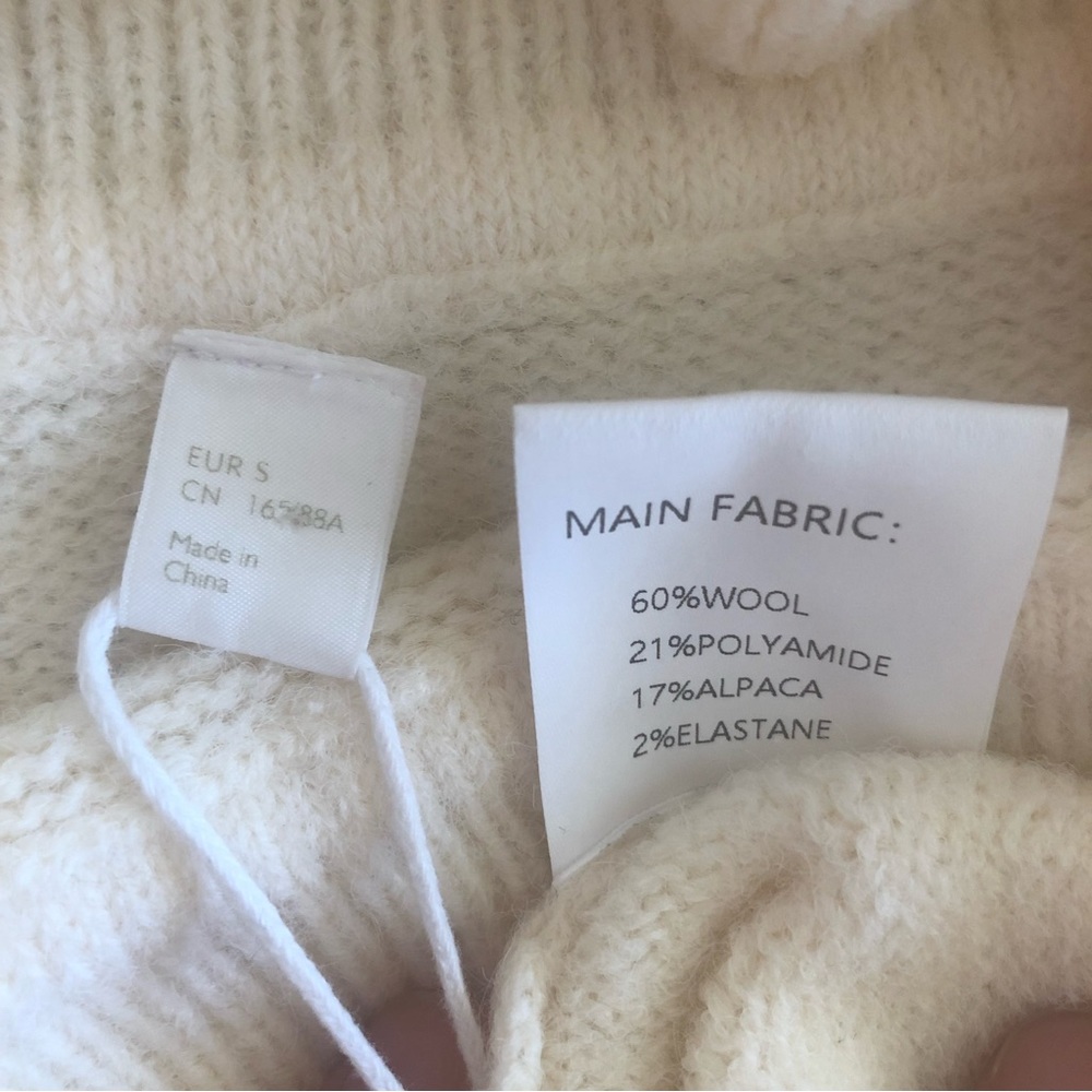 Off the Shoulder Wool Blend Cozy Sweater White Cream - Picture 3 of 5